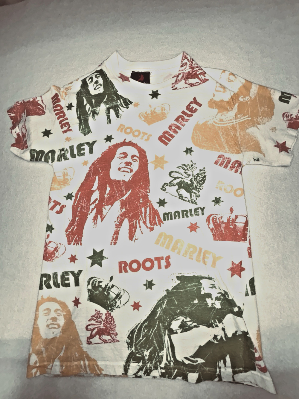 S Bob Marley Zion Rootswear Graphic Wrap Around Tee Shirt Short Sleeve Men's